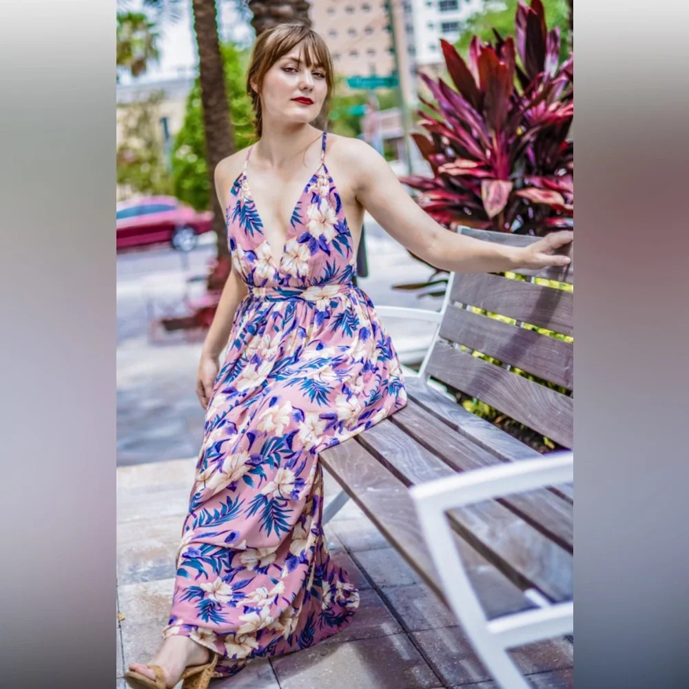 Floral Chiffon Maxi Dress